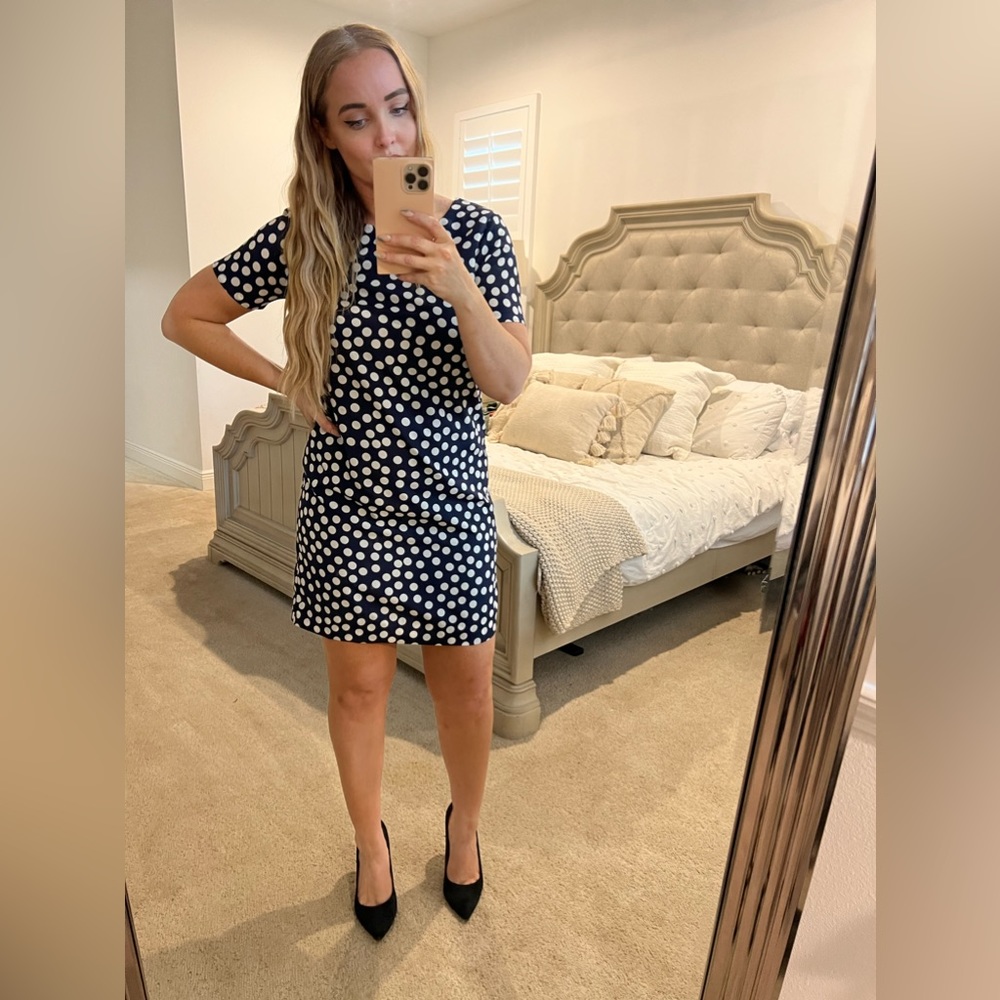 J Crew navy and white polka dot dress - 4
